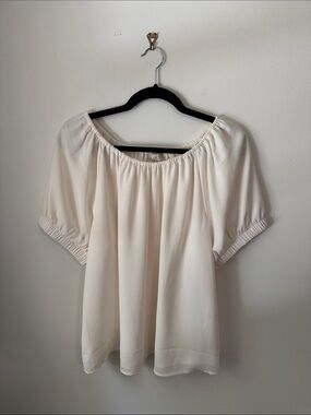 LOFT Cream Off-Shoulder Peasant Top